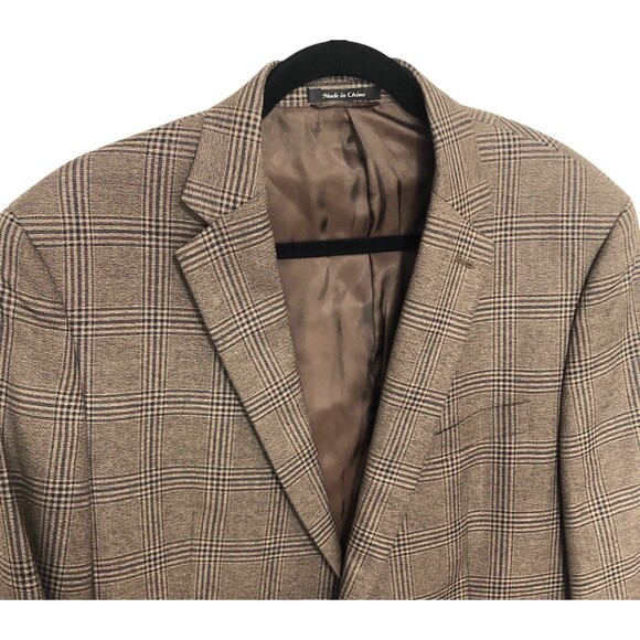 Lauren Ralph Lauren Brown Tan Plaid Polyester Blend Sport Coat Men’s 44L - Picture 2 of 8